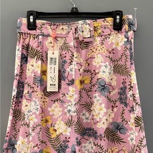 MINKPINK Pink Smocked A-Line Midi Skirt